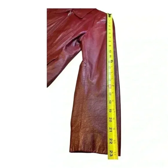 Vintage Jacqueline Ferrar burgundy Leather Jacket women’s Size S  Signs of wear - Picture 12 of 16